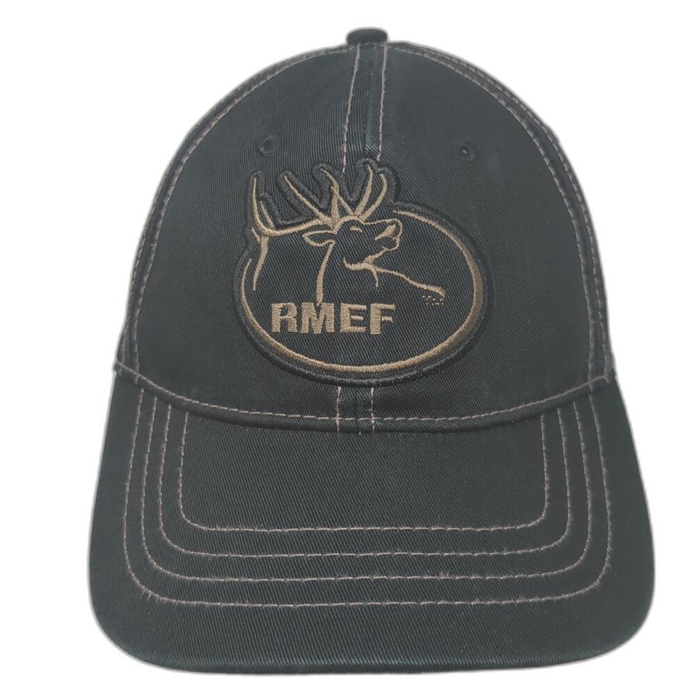 RMEF Baseball Cap Black One Size Adjustable Embroidered 6 Panel Cotton